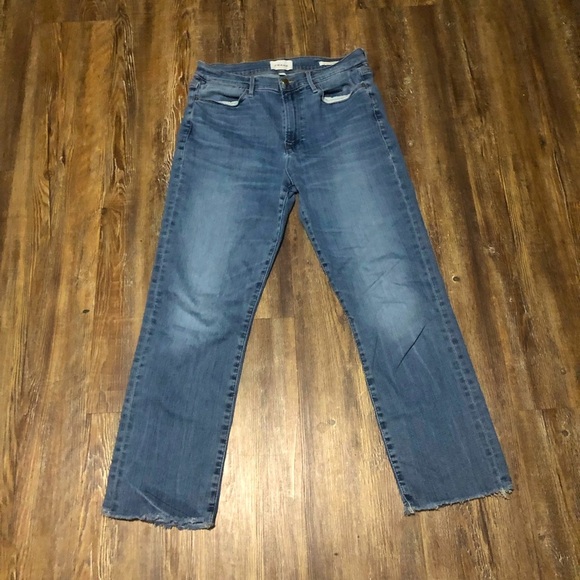 Frame Le High Straight Jeans Women's 30 Relaxed Raw Hem Cropped in Eros Wash - Picture 1 of 7